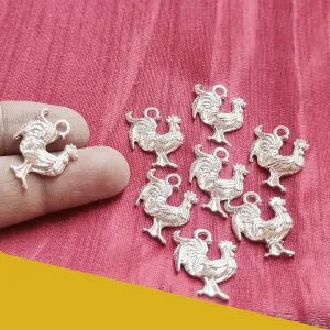 10 Pcs Pack Hen Silver Shiny Plating  in Size about  20mm Metal Charms for jewelry making