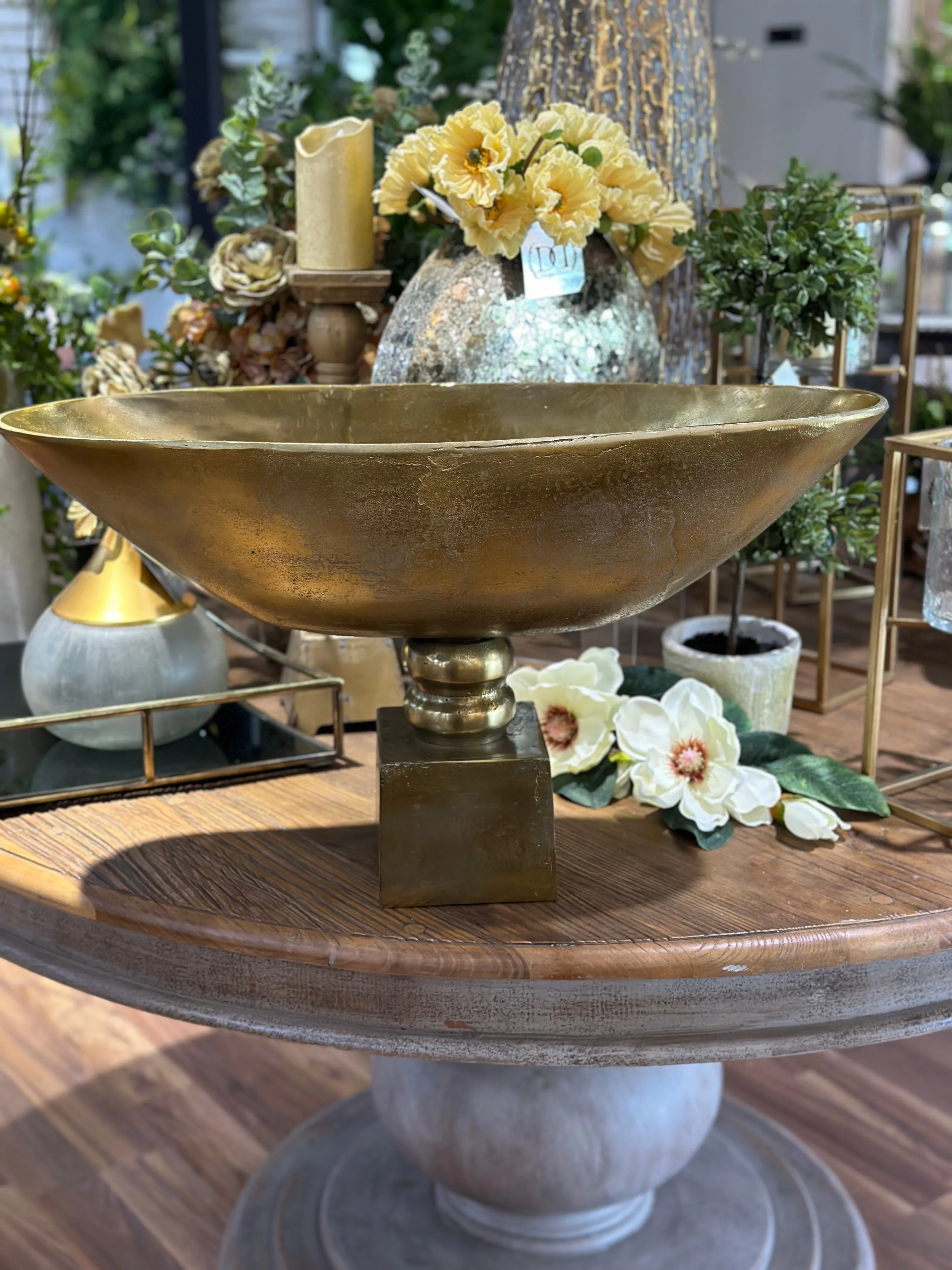 14" Gold Oval Dish-Compote