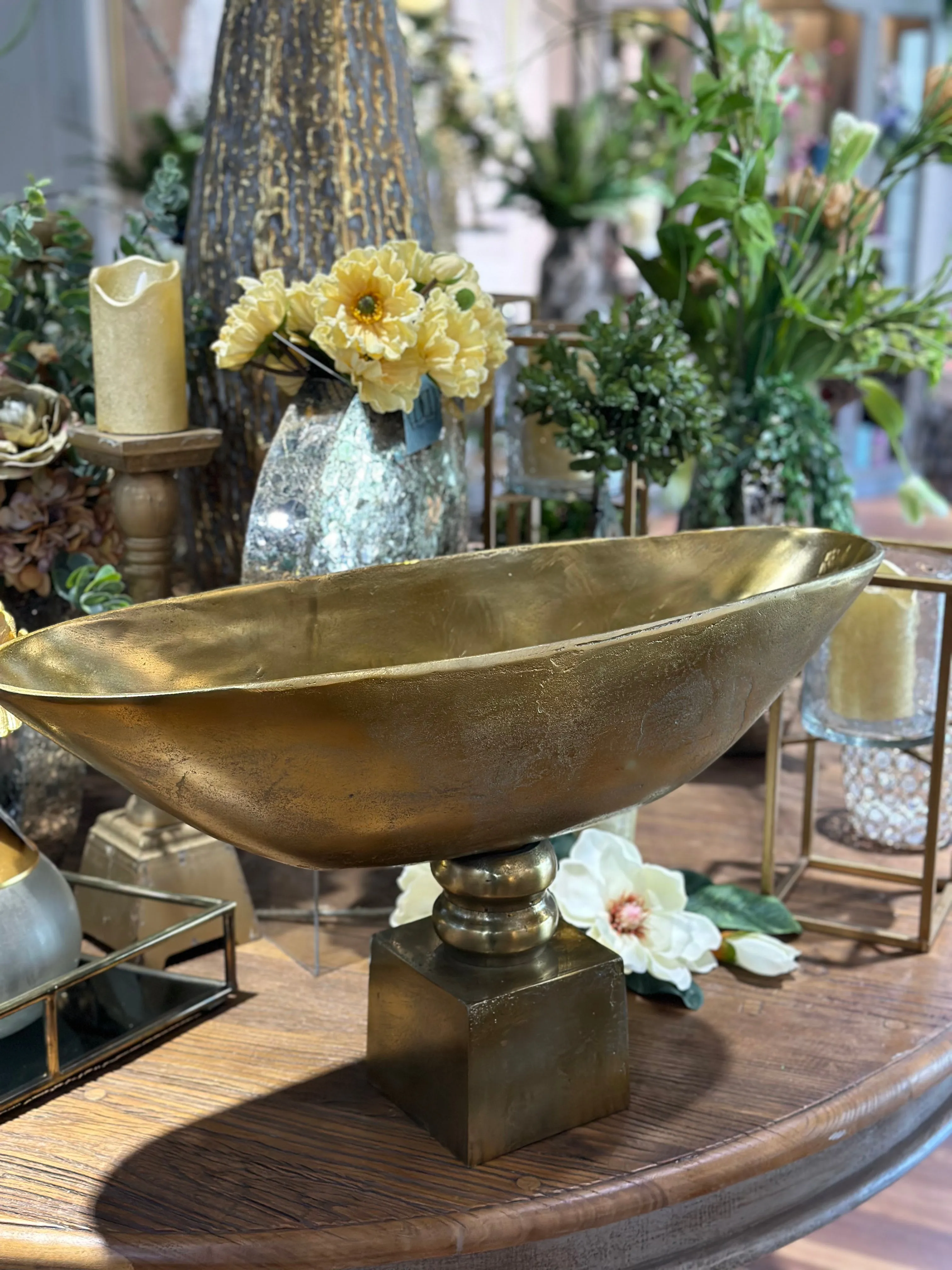 14" Gold Oval Dish-Compote