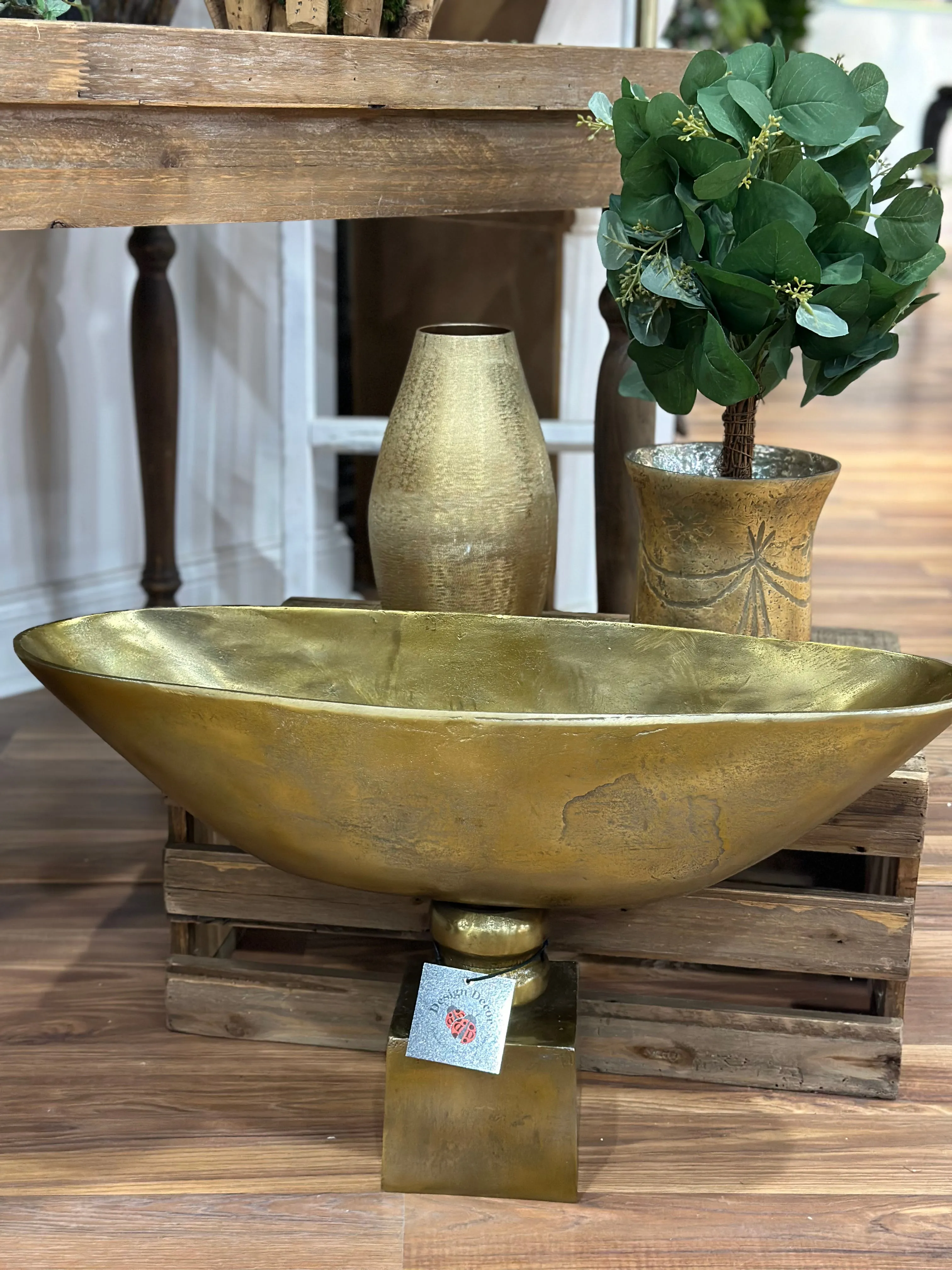 14" Gold Oval Dish-Compote