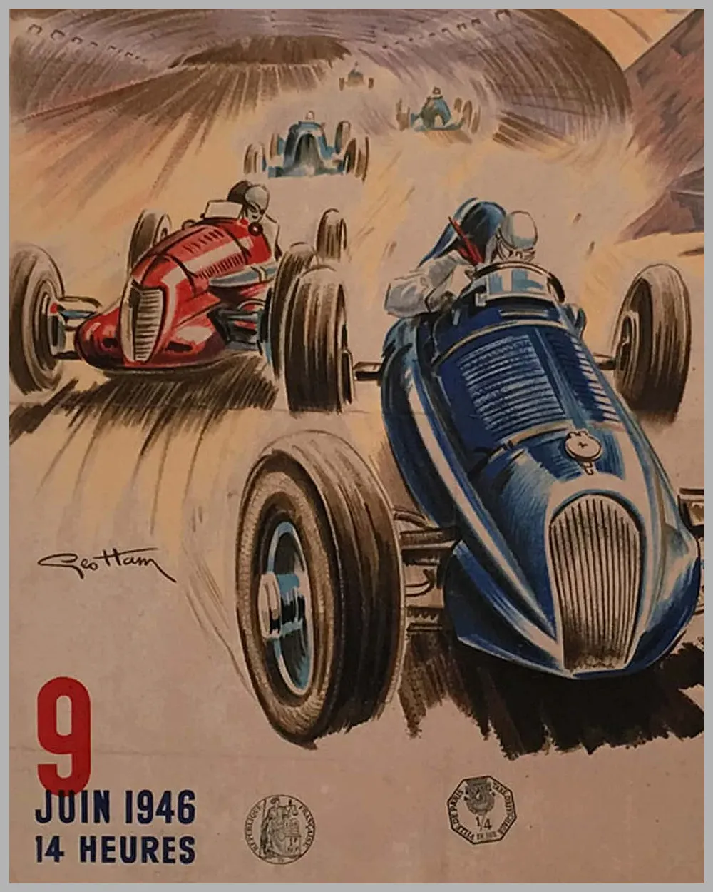 1946 Circuit de Saint-Cloud original event poster by Geo Ham