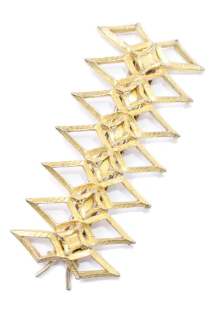 1960s Gold Tone Zig Zag Geometric Hair Barrette