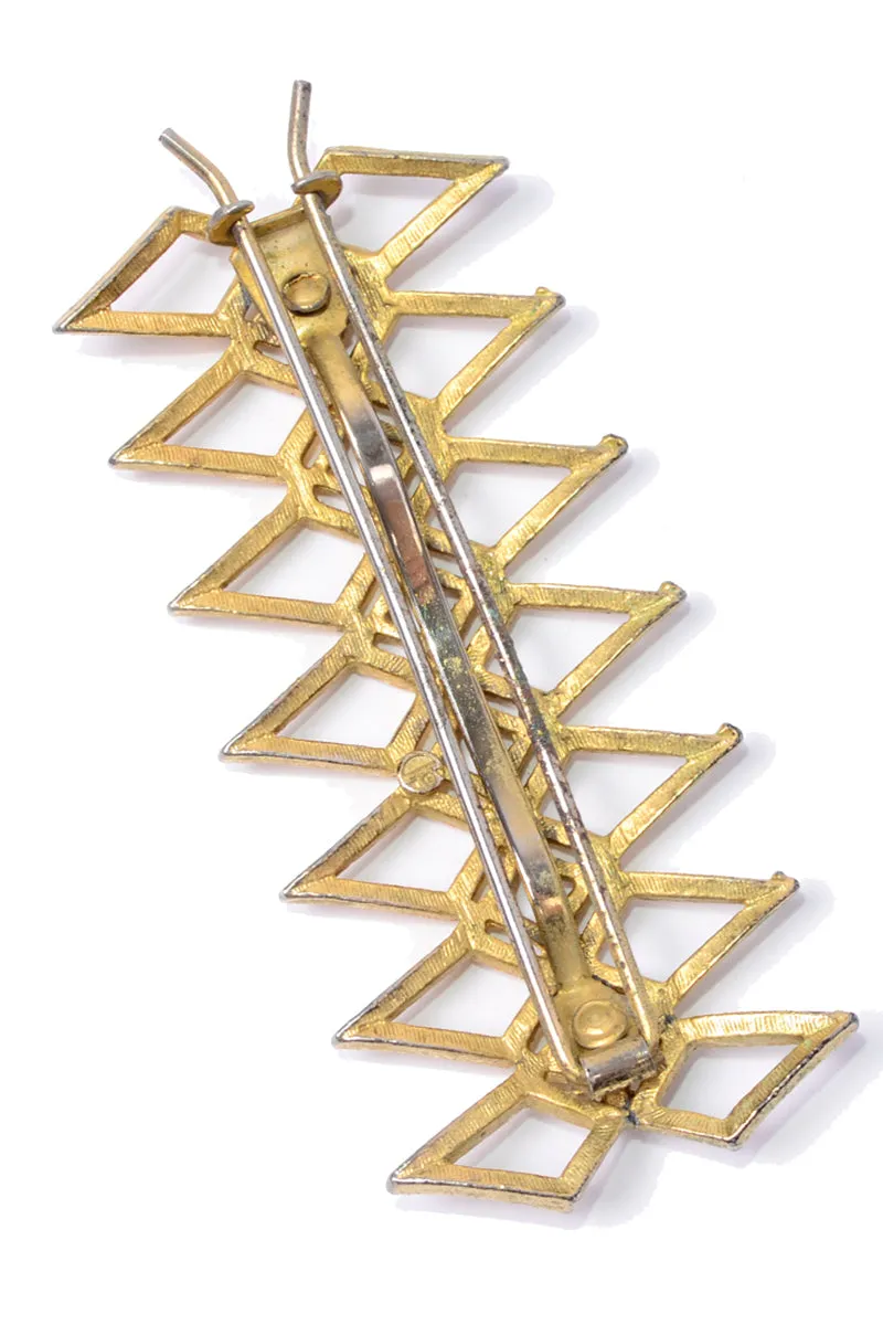 1960s Gold Tone Zig Zag Geometric Hair Barrette