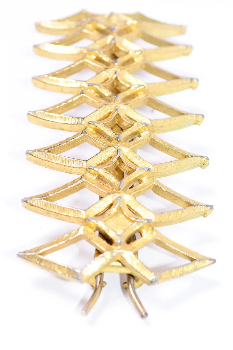 1960s Gold Tone Zig Zag Geometric Hair Barrette