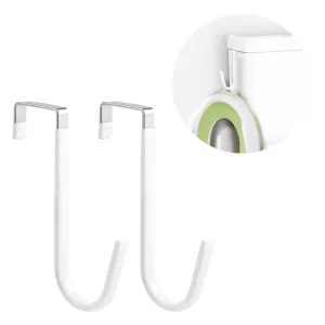 2pcs Potty Seat Hook, Multifunctional Potty Hook for Kids Z Shaped Door Hangers No Drill Over The Door Hooks for Hanging Potty Training Seat Toilet Tank Wardrobes Closets Cabinets (White)