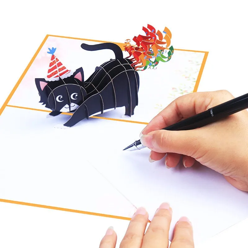 3D Handmade Birthday Cat Pop-Up Greeting Card - The Perfect Way to Say Happy Birthday to Little Cat Fan  Birthday Wishes, or Thank You!