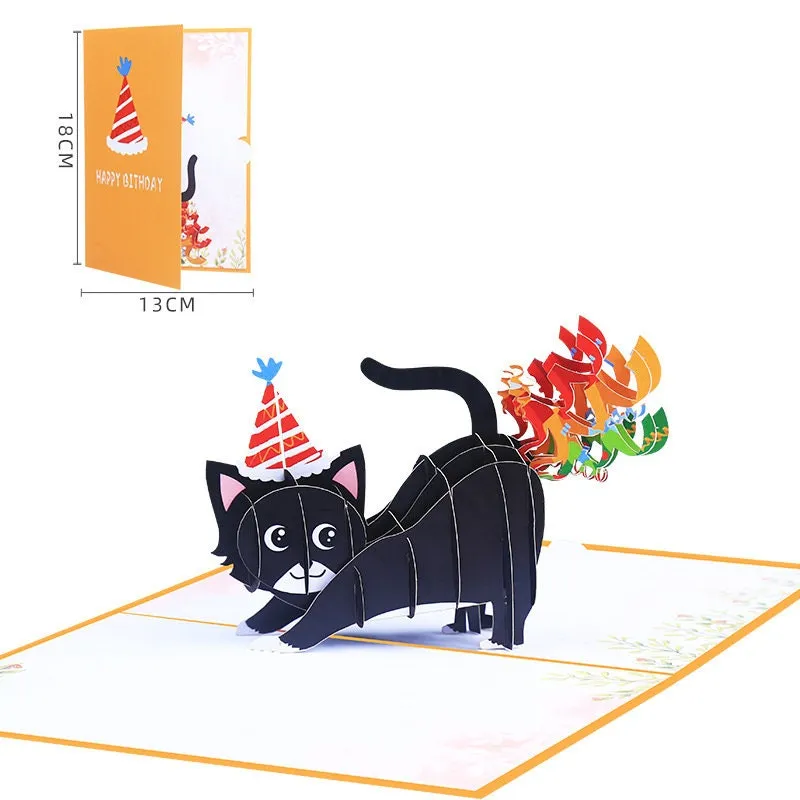 3D Handmade Birthday Cat Pop-Up Greeting Card - The Perfect Way to Say Happy Birthday to Little Cat Fan  Birthday Wishes, or Thank You!