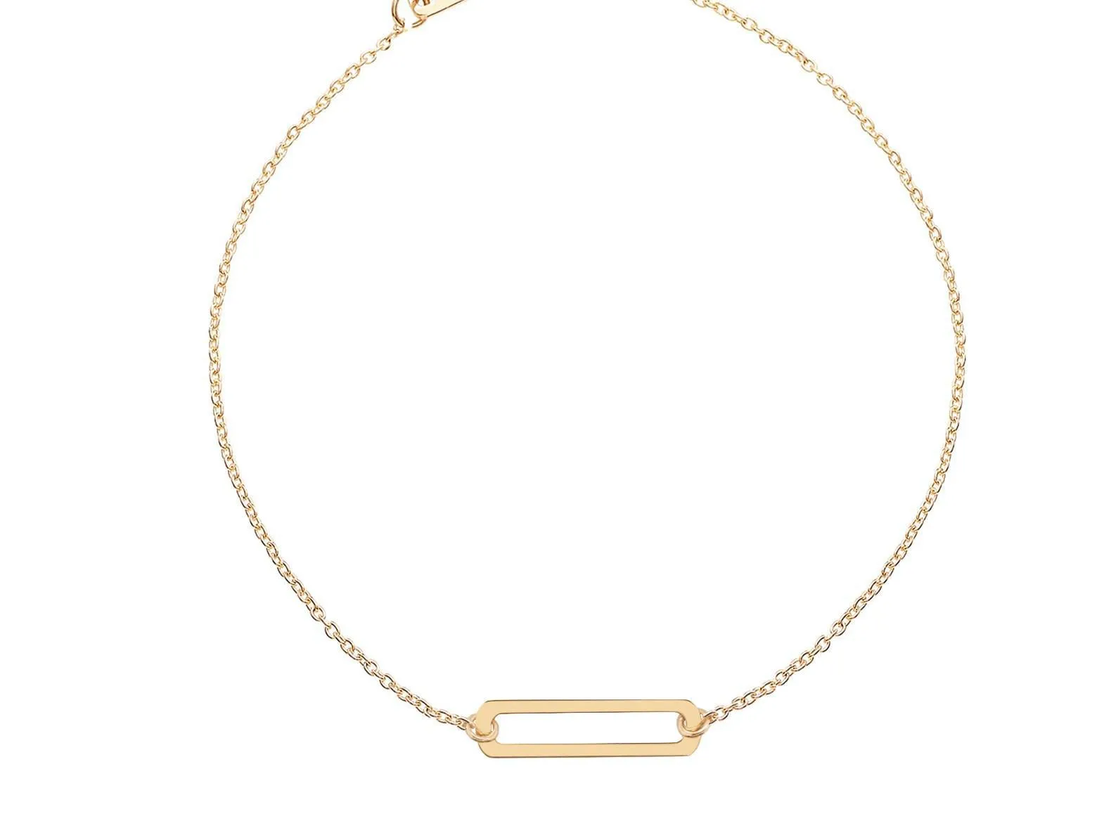 9kt Gold Open Rectangle Chain Bracelet