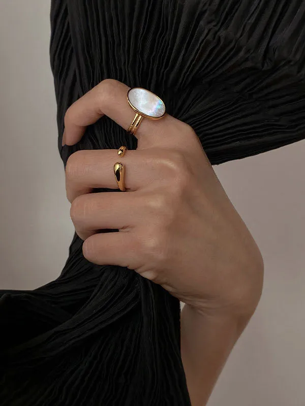 Adjustable Mother-Of-Pearl Geometric Rings Accessories