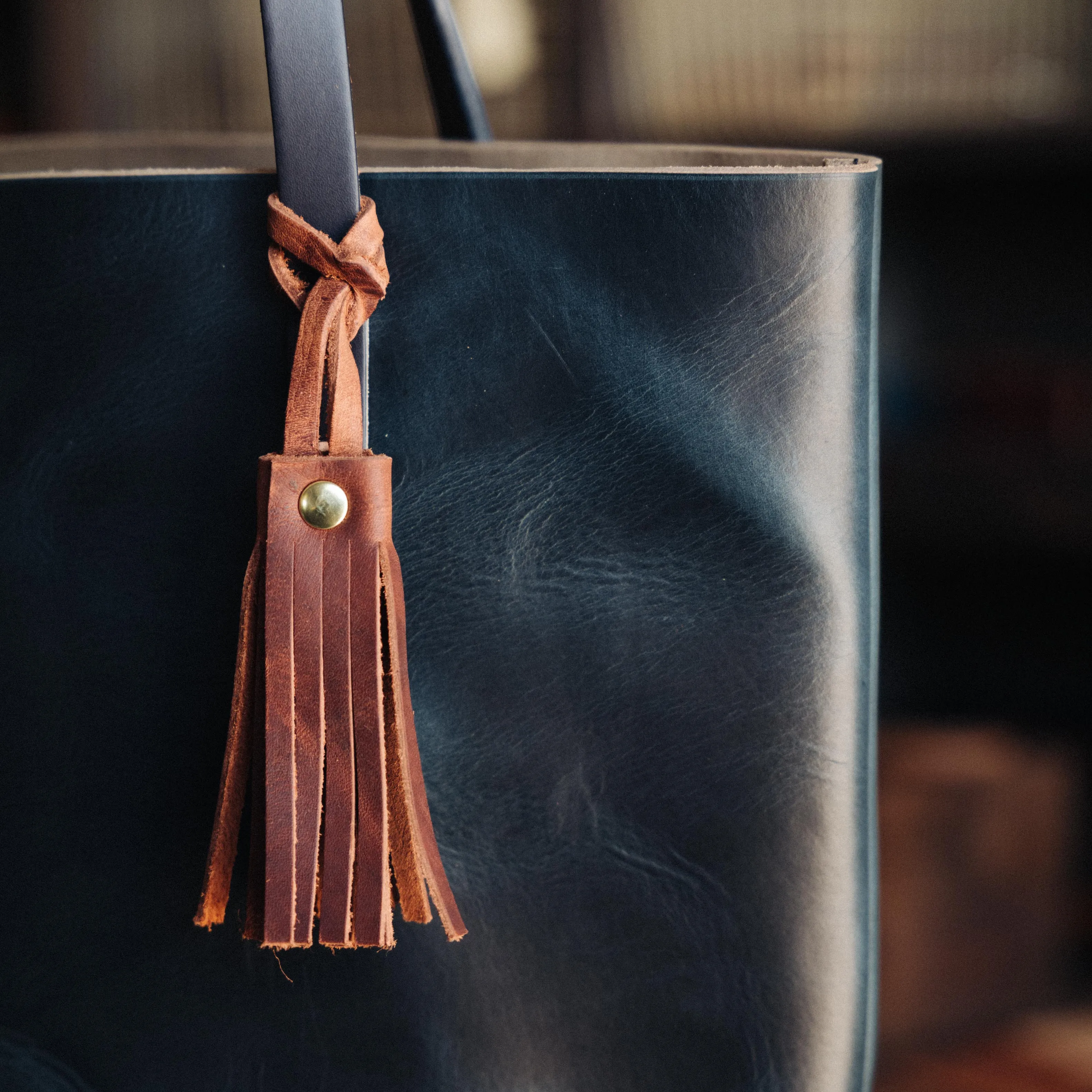 Aegean Blue Leather Tassel