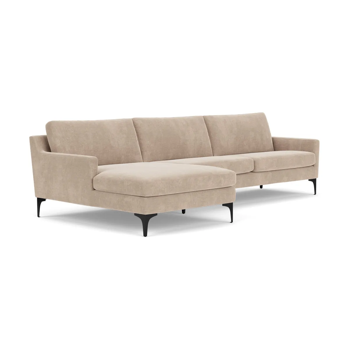 Astha Fabric Left Chaise Sofa (Black Metal, Danny Cream)