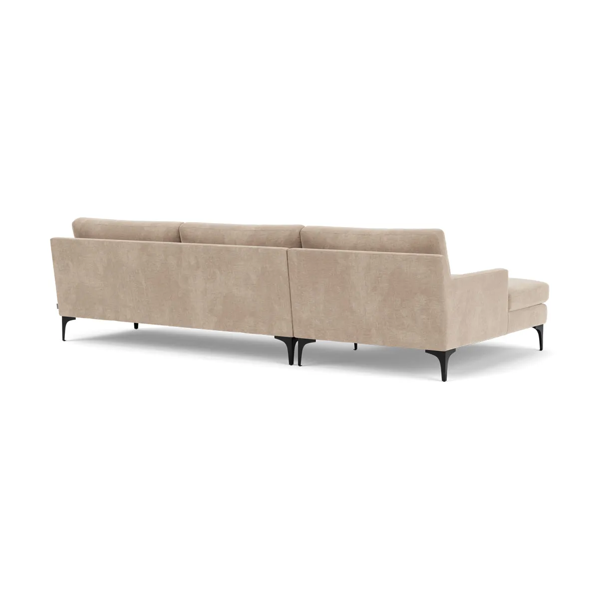 Astha Fabric Left Chaise Sofa (Black Metal, Danny Cream)