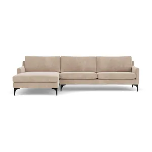 Astha Fabric Left Chaise Sofa (Black Metal, Danny Cream)