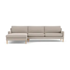 Astha Fabric Left Chaise Sofa (Oak, Agnes Brown)