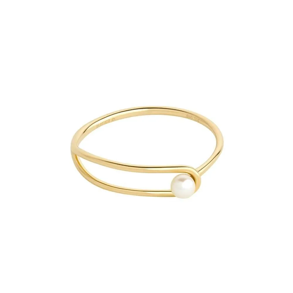 Astra Moon 18K Gold Ring w. Pearl