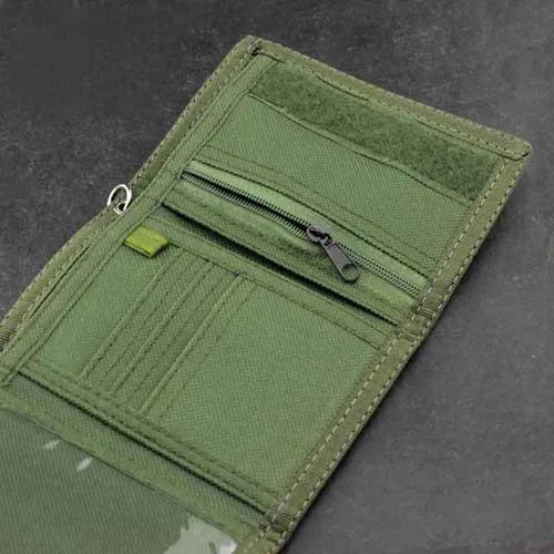 BADASS ARMY GREEN Canvas MENS TRIFOLD SMALL BIKER WALLETS CHAIN WALLET WALLET WITH CHAINS FOR MEN