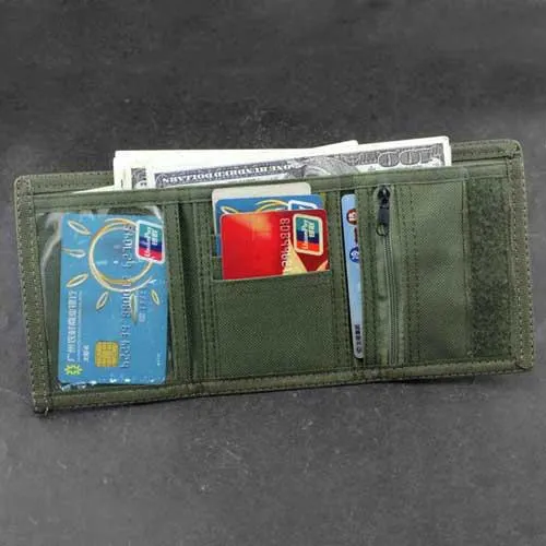 BADASS ARMY GREEN Canvas MENS TRIFOLD SMALL BIKER WALLETS CHAIN WALLET WALLET WITH CHAINS FOR MEN