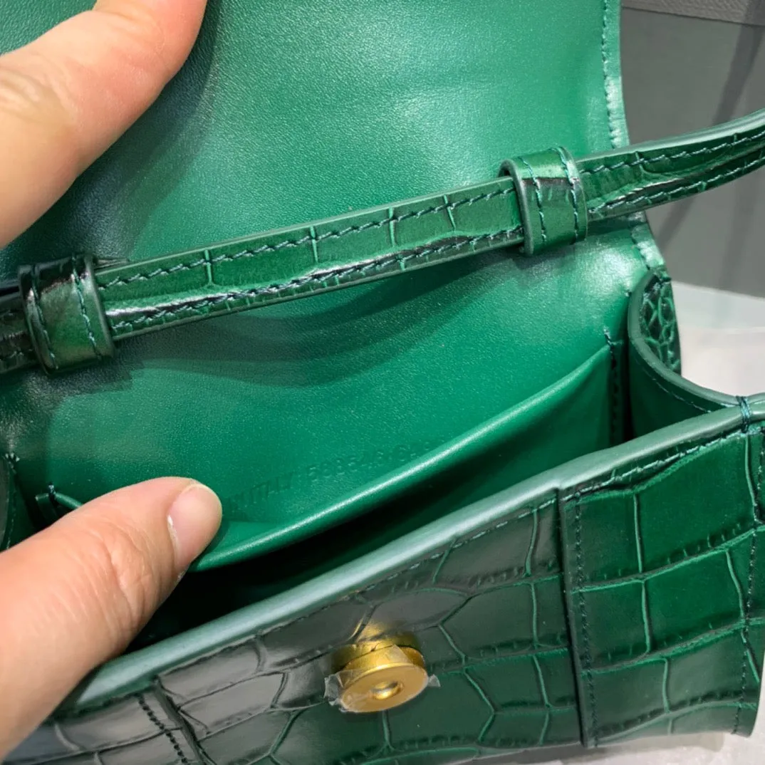 Balen Hourglass Mini Handbag In Green, For Women,  Bags 4.7in/12cm