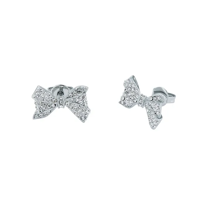 Barseta Crystal Bow Stud Earring Silver