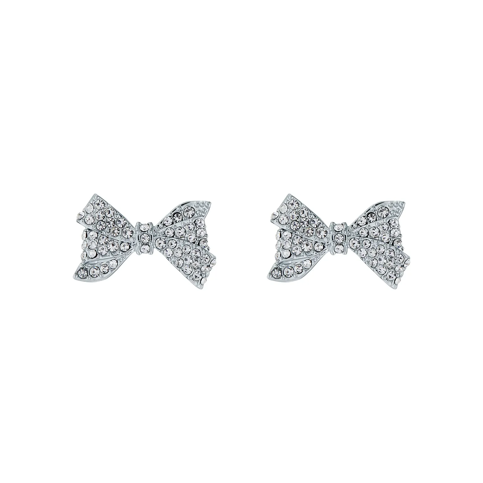 Barseta Crystal Bow Stud Earring Silver