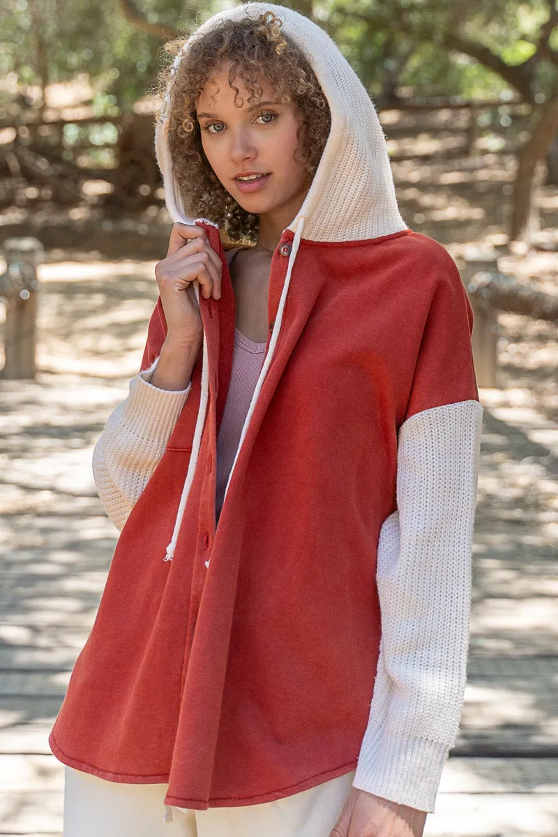 Bittersweet Hoodie Sweater with Knit Sleeves