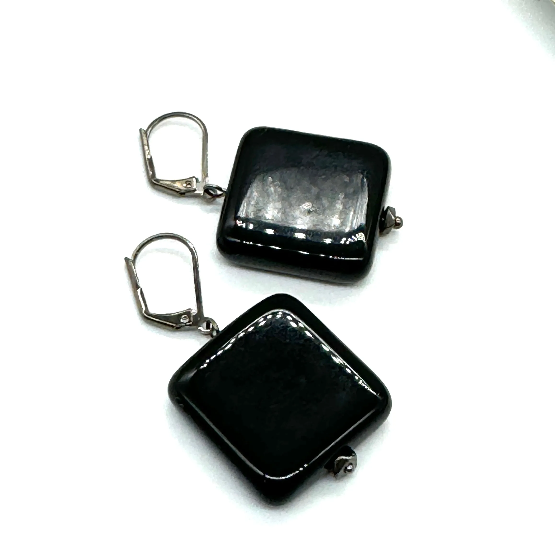 Black & White Geometry Square Earrings