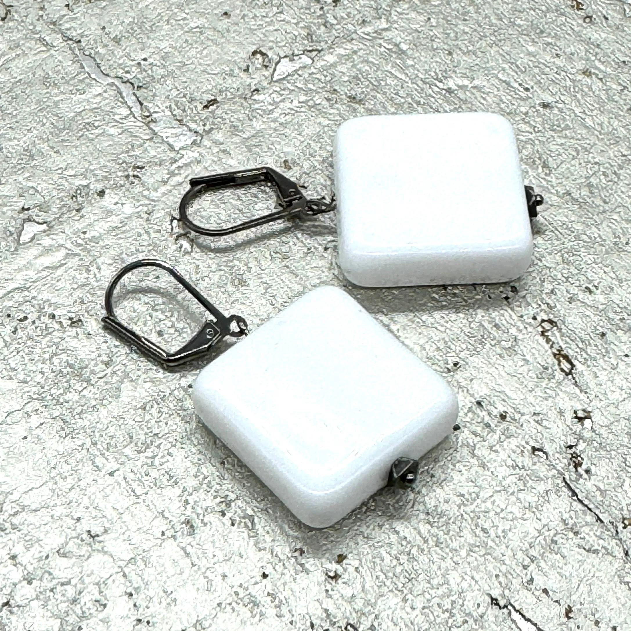 Black & White Geometry Square Earrings