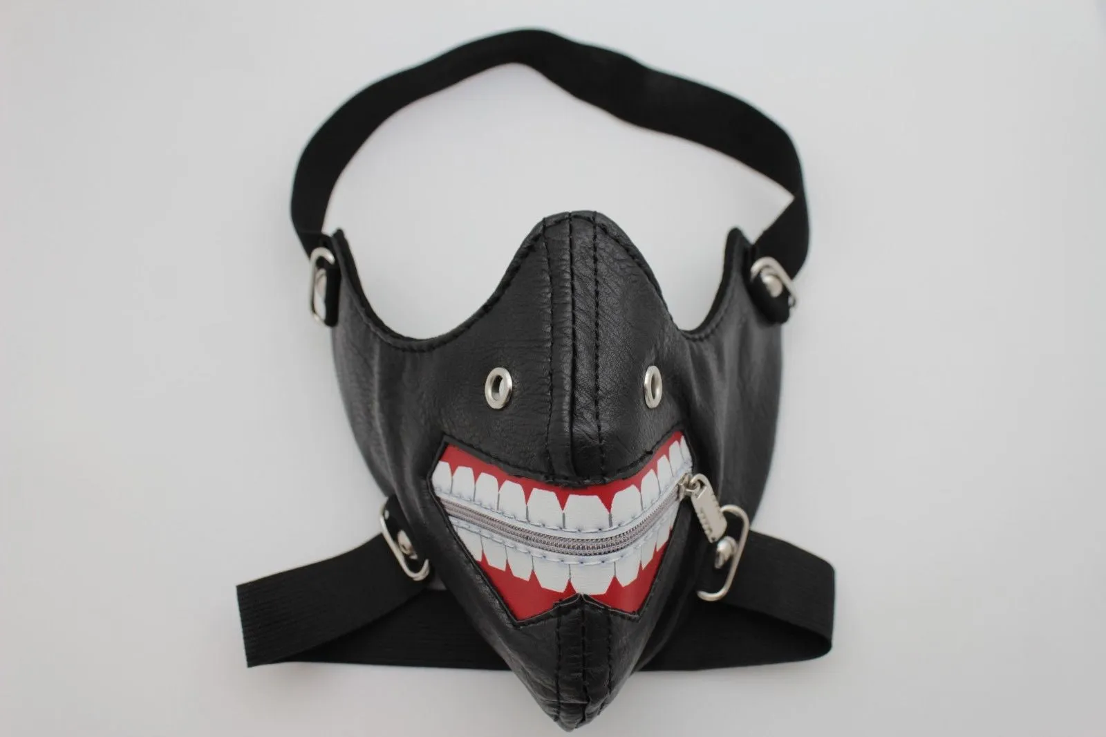 Black Faux Leather Mouth Muzzle S&M Rave Goth Men Halloween Costume Accessories