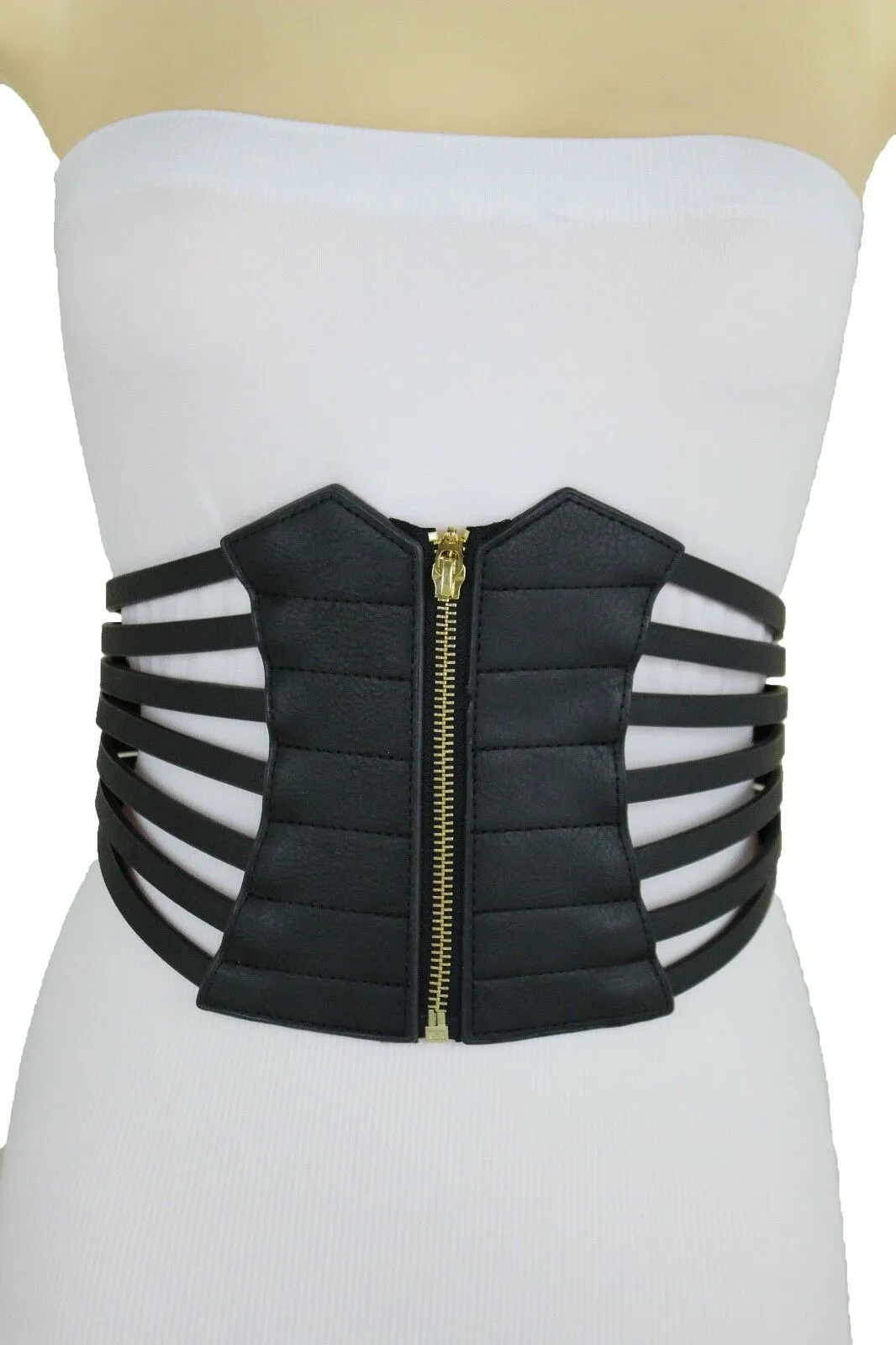 Black Women Corset Fashion Belt Elastic Wide Stretch Waistband Hip High Waist M L