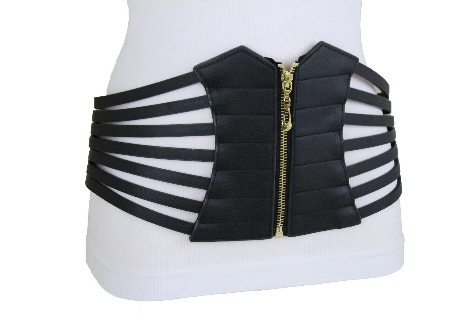 Black Women Corset Fashion Belt Elastic Wide Stretch Waistband Hip High Waist M L