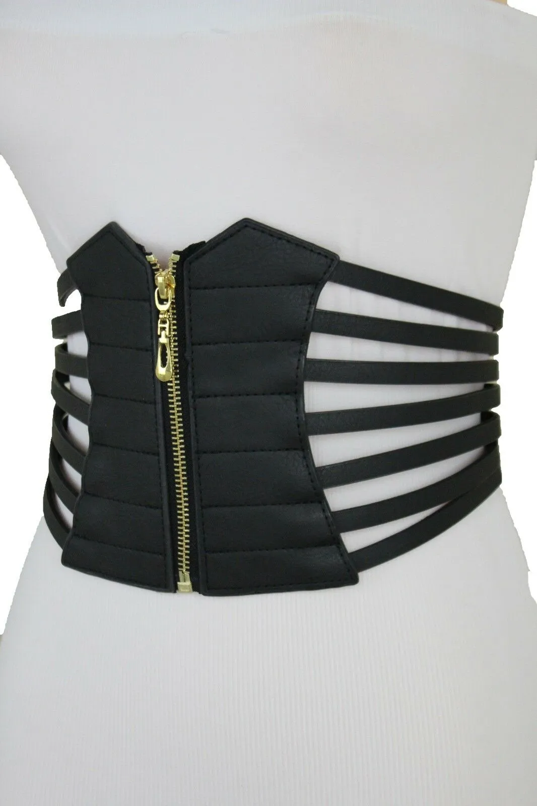 Black Women Corset Fashion Belt Elastic Wide Stretch Waistband Hip High Waist M L