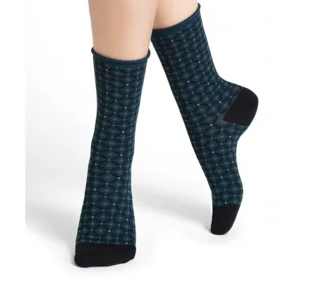 Bleuforet Women's Velvet Cotton Diamond Pattern Roll-Top Socks