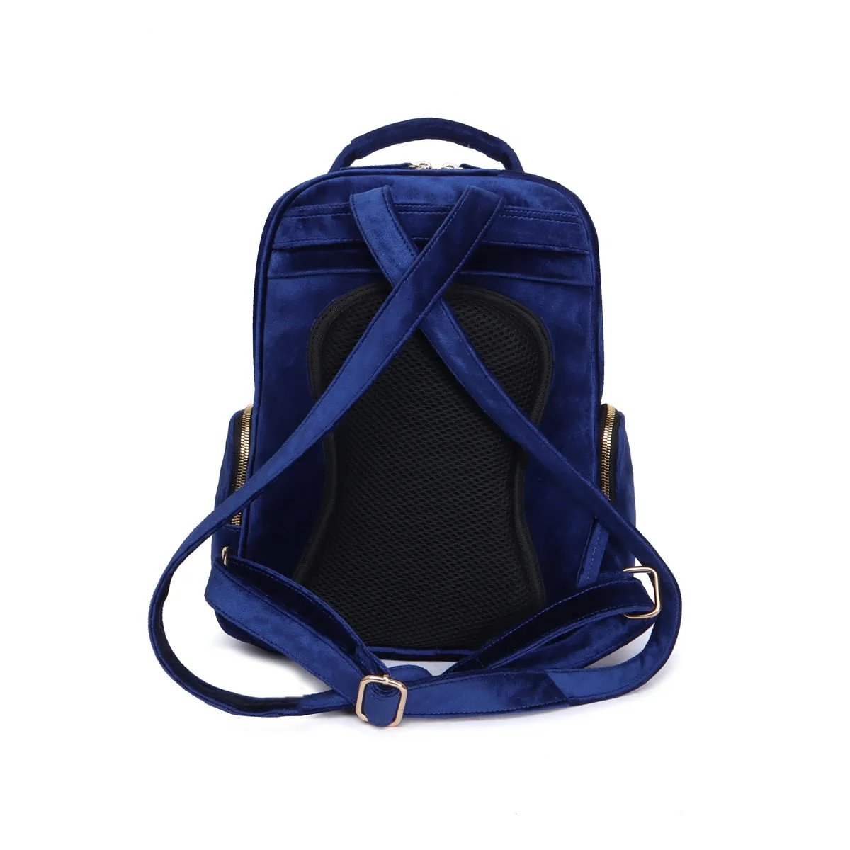 Blue Velvet Women's Backpack Multi-Step Pockets Signature Lion Logo By Brune & Bareskin