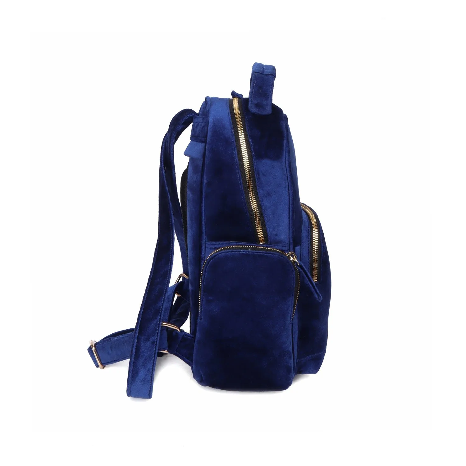 Blue Velvet Women's Backpack Multi-Step Pockets Signature Lion Logo By Brune & Bareskin