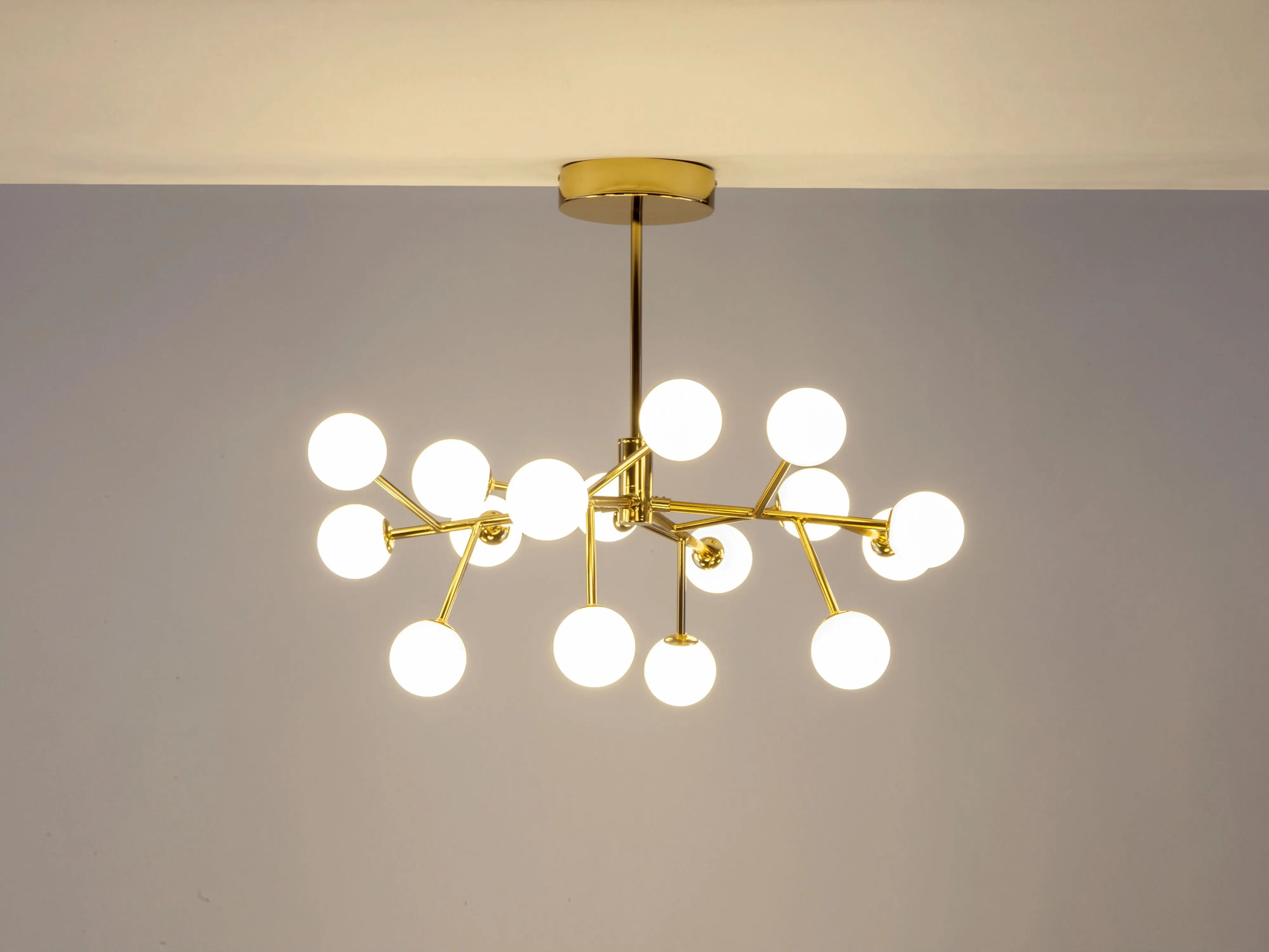 Brass sputnik flush ceiling light