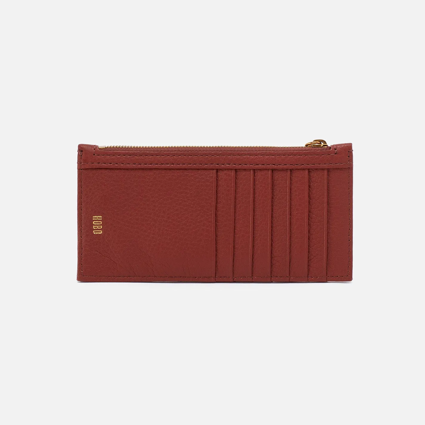 Carte Card Case In Pebbled Leather - Rust