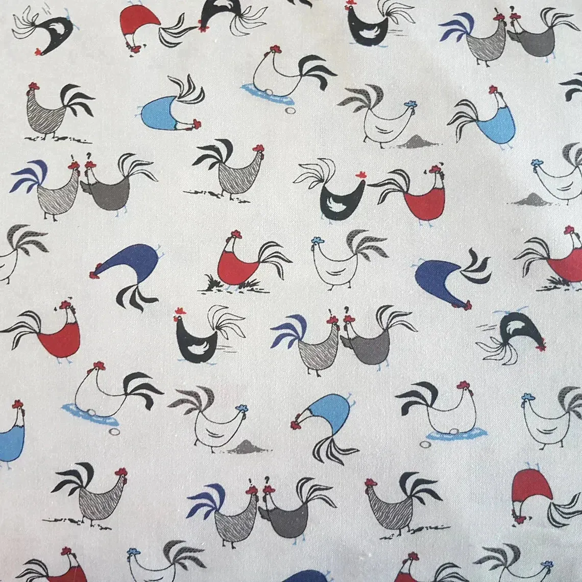 Chicken Fabric, Chickens on White or Grey, Quilting Fabric