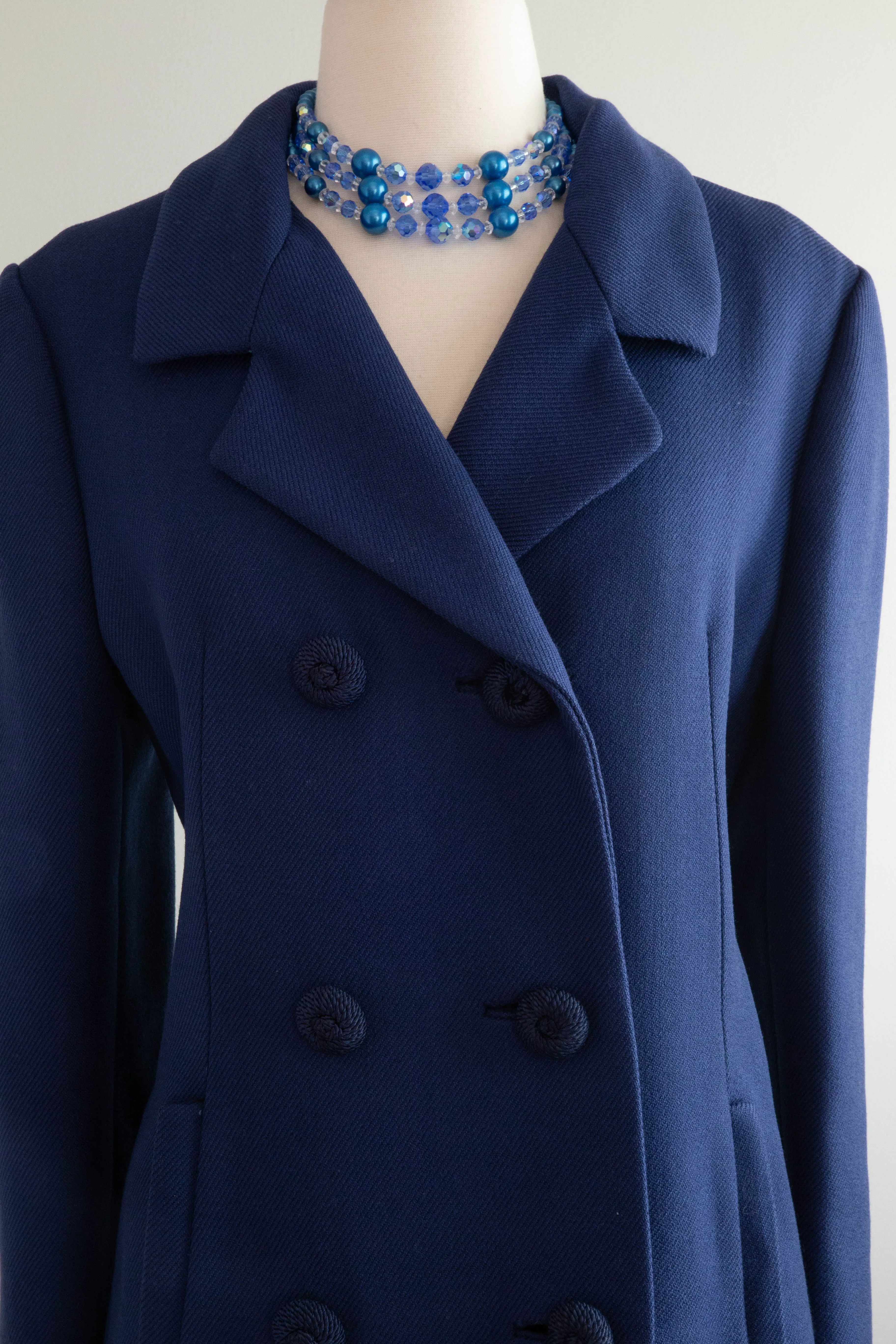 Classic Early 1960's Sapphire Blue Wool Coat Dan Millstein / L