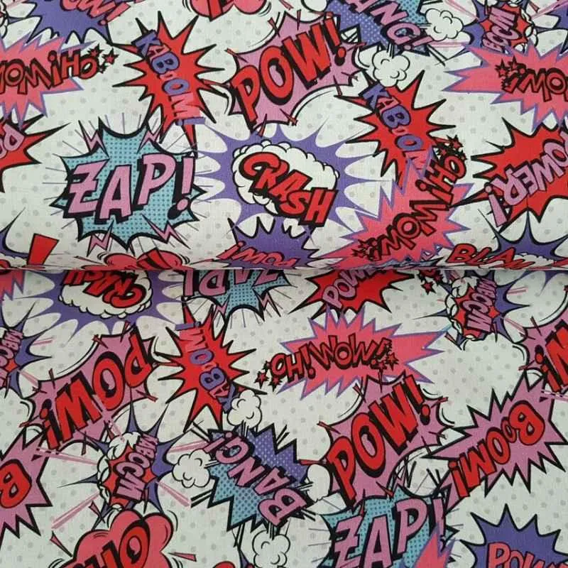 Comic Text Fabric, Bang, Boom Crash OH! Pow!