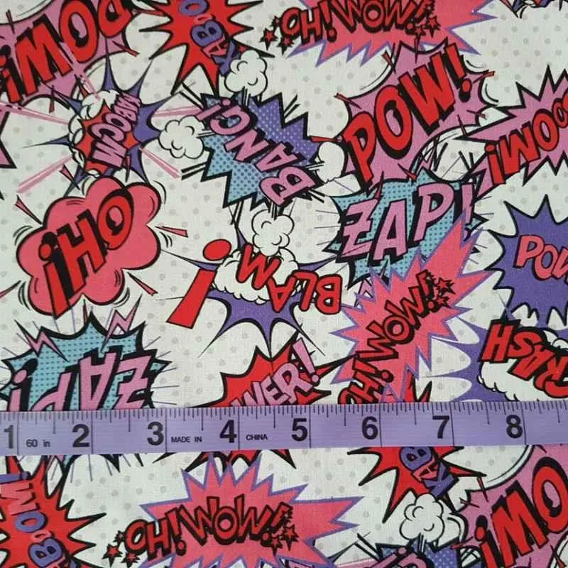 Comic Text Fabric, Bang, Boom Crash OH! Pow!