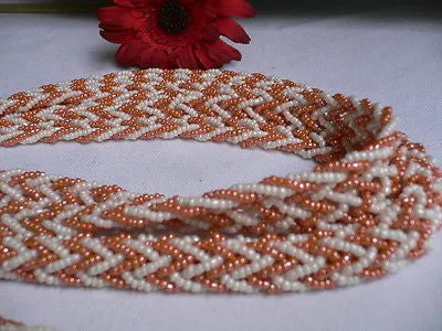 Coral White Beads Braided Desing Tie Multi Chains Long Necklace