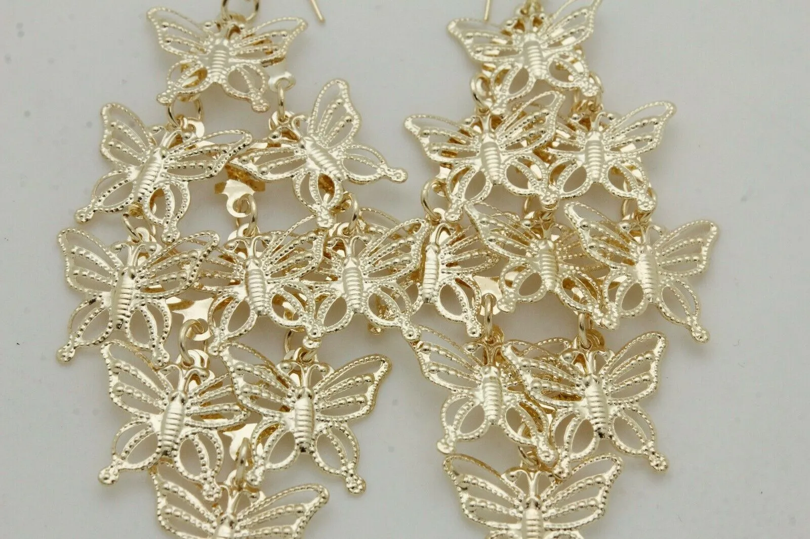 Cute Earrings Gold Color Shiny Metal Butterfly Charm Spring Summer