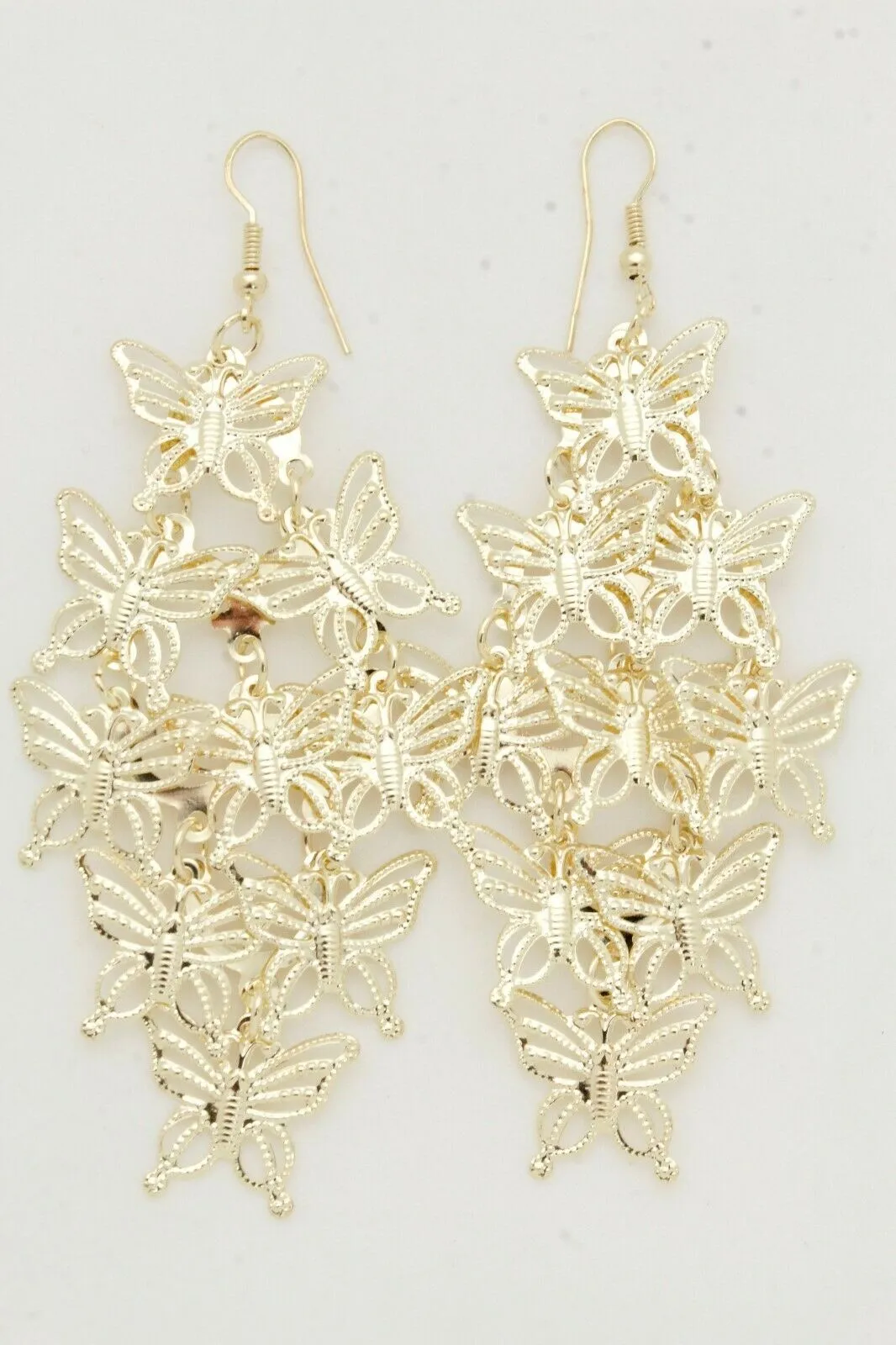 Cute Earrings Gold Color Shiny Metal Butterfly Charm Spring Summer