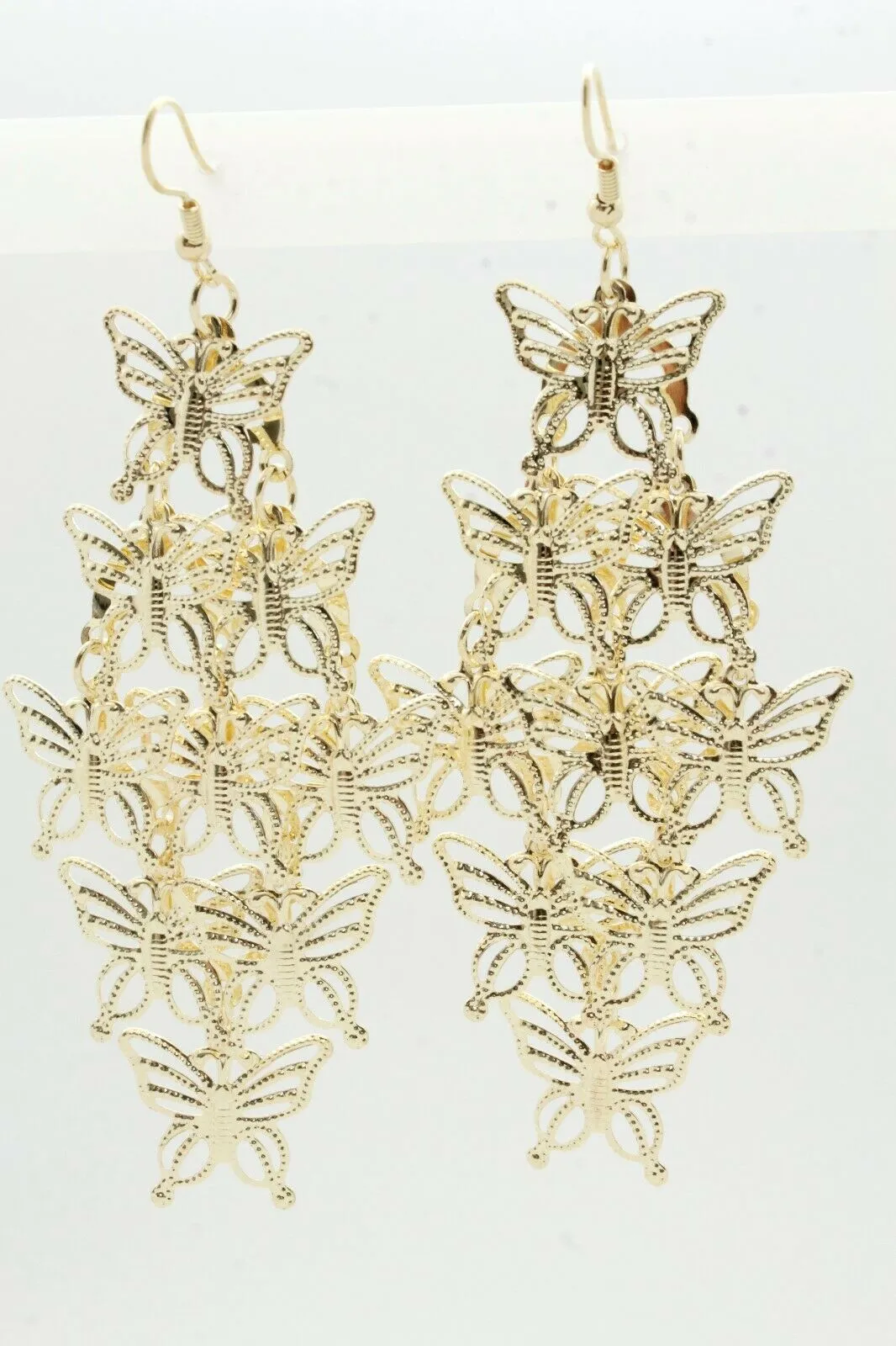 Cute Earrings Gold Color Shiny Metal Butterfly Charm Spring Summer