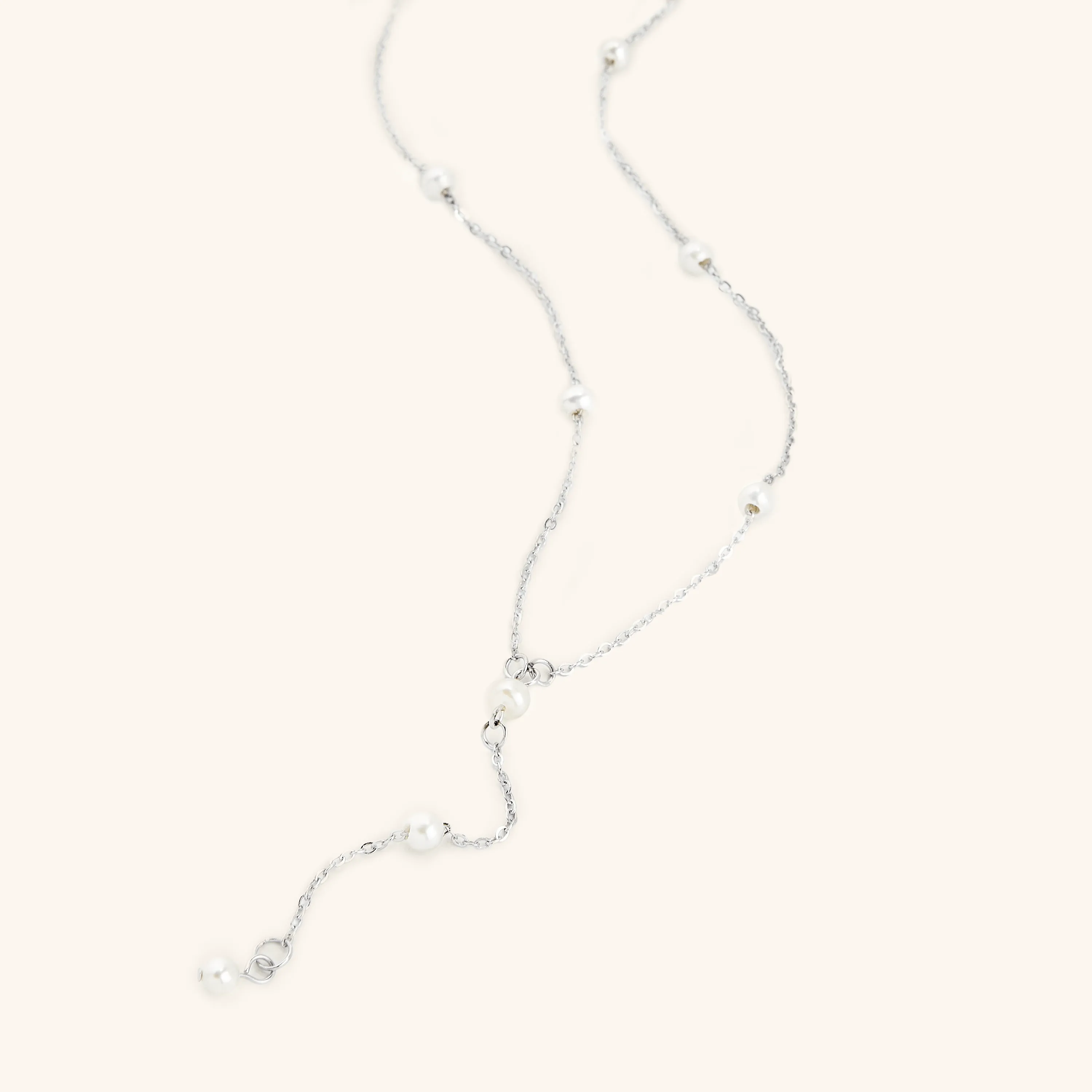 Dotted Pearl Lariat Necklace