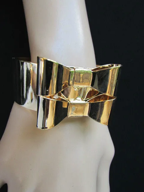 Double Bows Metal Cuff Bracelet