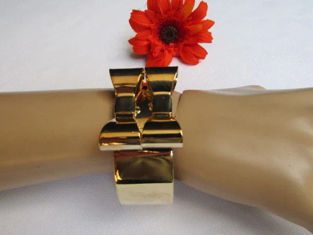 Double Bows Metal Cuff Bracelet