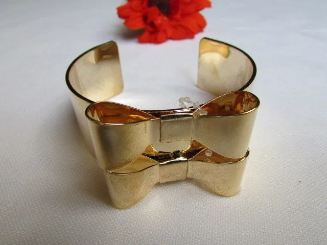 Double Bows Metal Cuff Bracelet