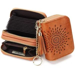 Double Zip Brown Card Holder