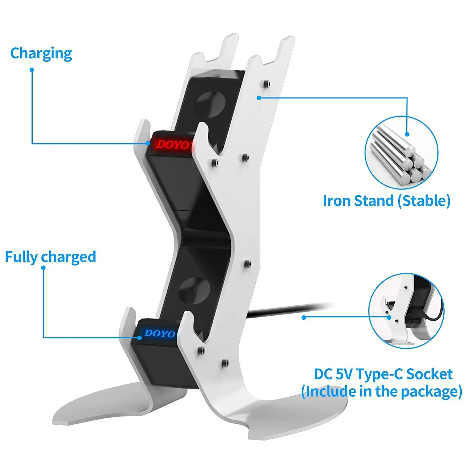 DOYO Gamepad Controller Charging rack for PS5 Headphone Storage and Quick Controller Charging Function Coexist Sturdy Design Metal Durable Material